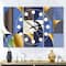 Designart Retro Luxury Waves in Gold & Blue IV Mid-Century Modern Multipanel Wall Clock